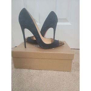 Christian Louboutin Geo Specchio Pumps Dark Blue Green Black, So Kate Spikes